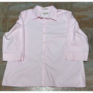 Orvis Pink Wrinkle Free 100% Cotton Shirt Top Button Down Size 20 3/4 Sleeve